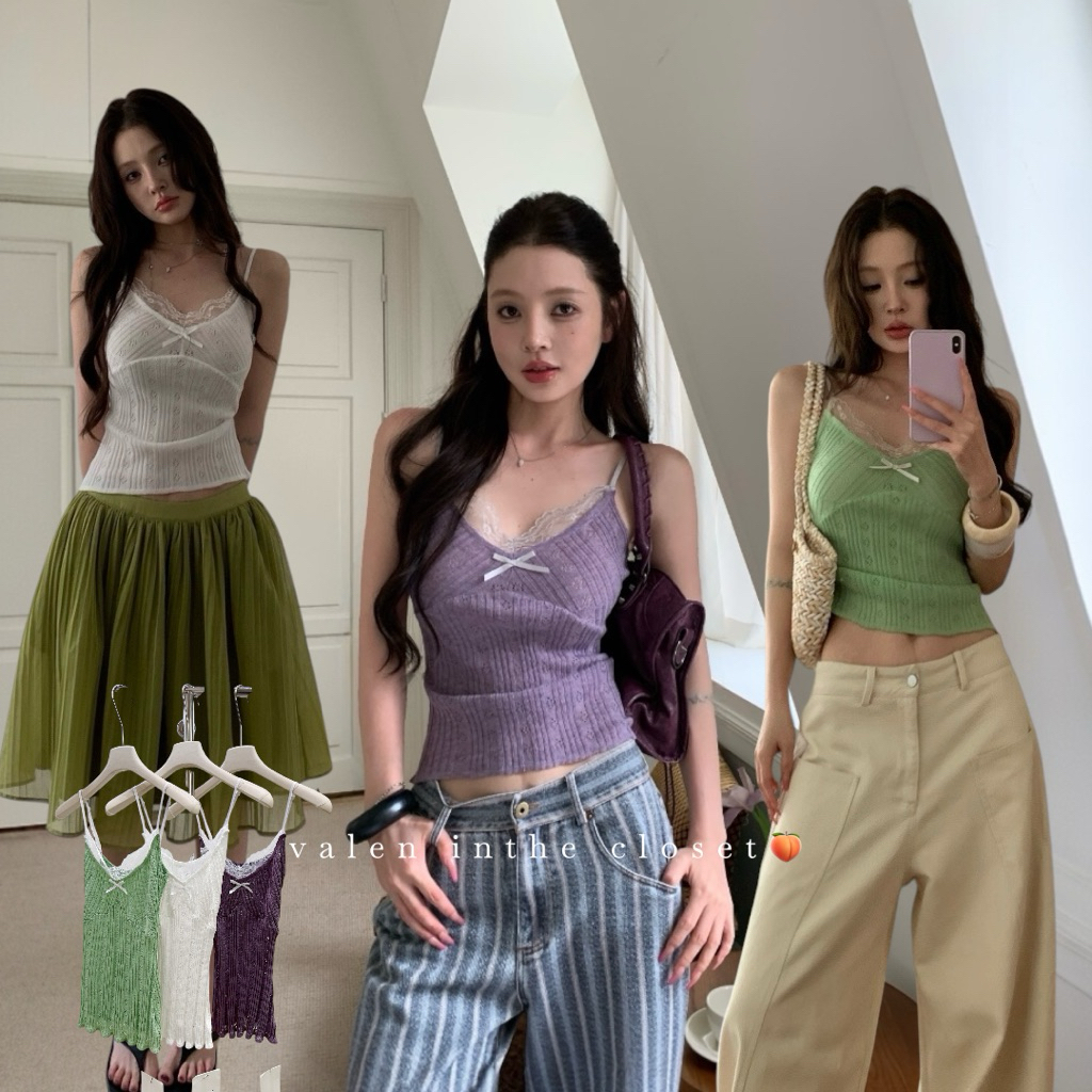 ส่งด่วน 🛵 𝗠𝗔𝗜𝗔 𝗧𝗔𝗡𝗞 เสื้อสายเดี่ยวผ้าร่องเล็กที่ผสมผสานความน่ารักและความเซ็กซี่