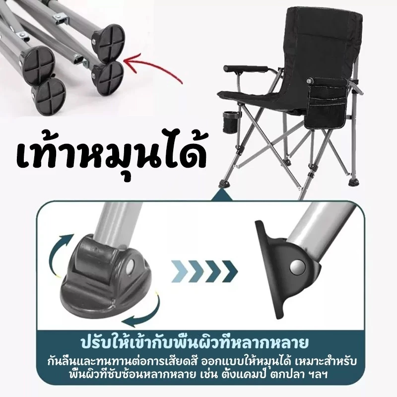 NIUYEAN เก้าอี้แคมป์ปิ้ง เก้าอี้สนาม ปิคนิค พับได้ พร้อมกระเป๋าจัดเก็บ โครงอลูมิเนียมรับน้ำหนักได้300KG thumbnail 6