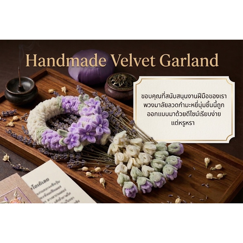 พวงมาลัยไหว้แม่ / พวงมาลัยกำมะหยี่ / (สินค้ามีพร้อมส่ง)