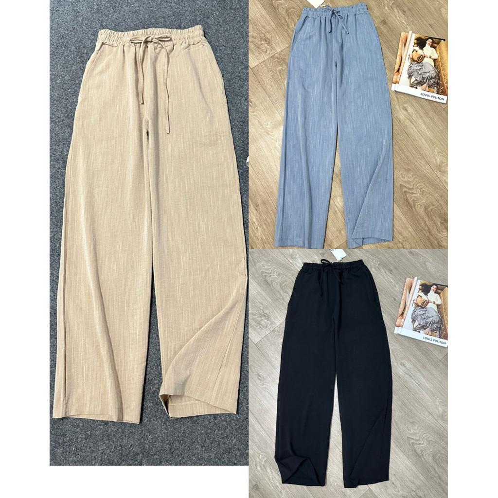 Z A RA Fluid Trousers กางเกงผ้าคอตตอนพริ้วๆ ผ้าเย็นๆ เอวสูง เอวยืด