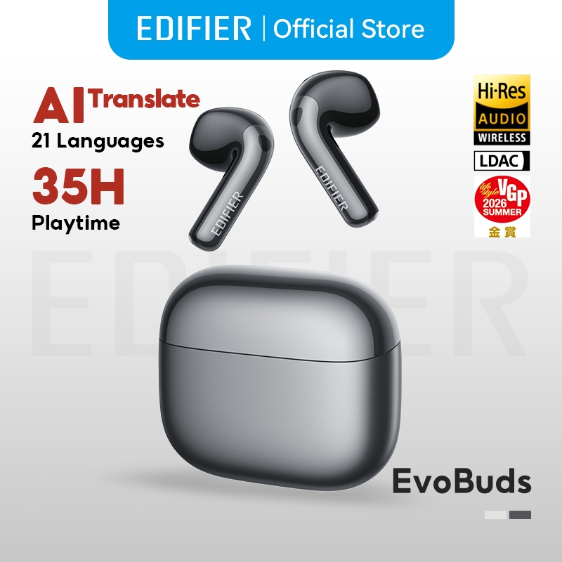 Edifier EvoBuds True Wireless ANC หูฟังตัดเสียงรบกวน Bluetooth V6.1 โทรได้ชัดเจน พร้อม AI Voice Translate