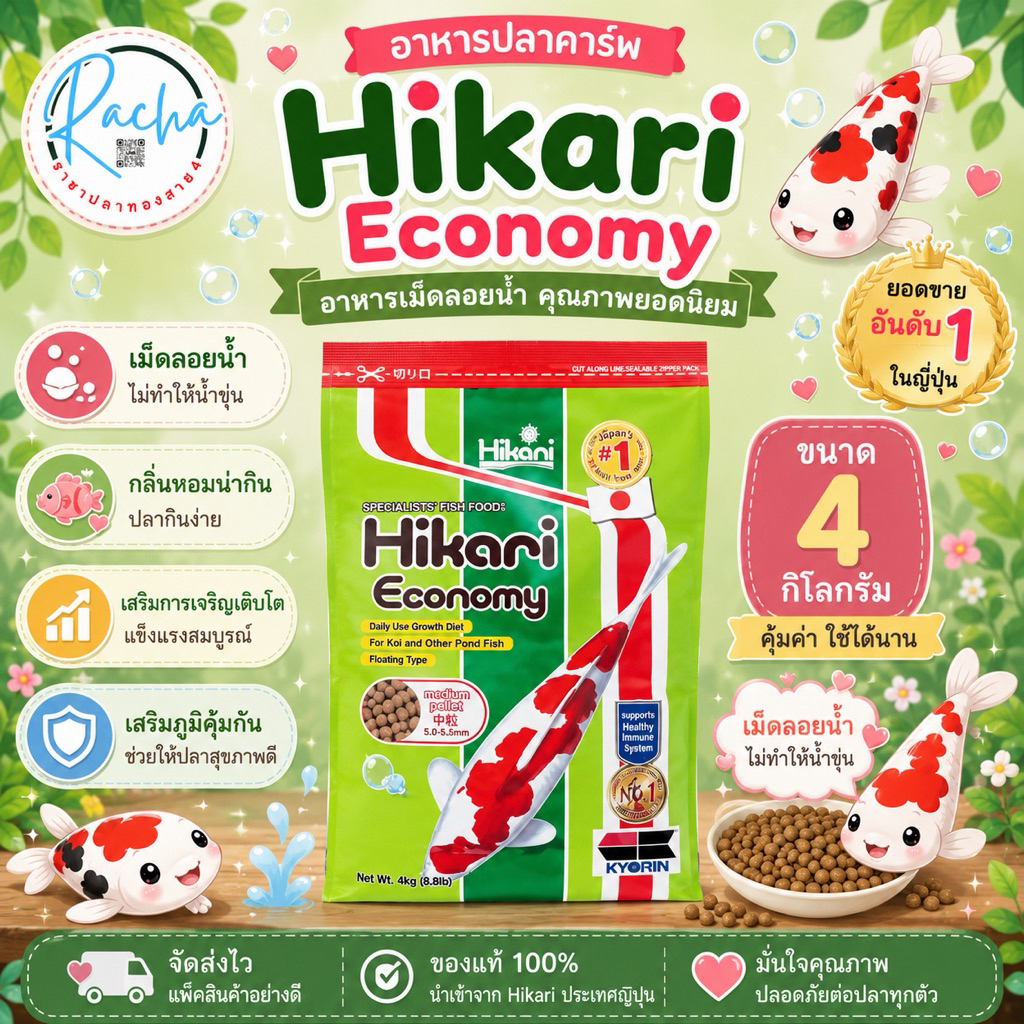 อาหารปลาคาร์ฟ Hikari economy ขนาด 4 กก.