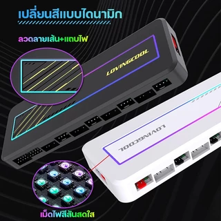 LOVINGCOOL K47 กล่องควบคุมพัดลม แม่เหล็ก Magnetic Hub ARGB 10 ช่อง PWM 10 ช่อง มีรีโมทไร้สาย กล่องคุมไฟซิงค์เมนบอร์ดได้