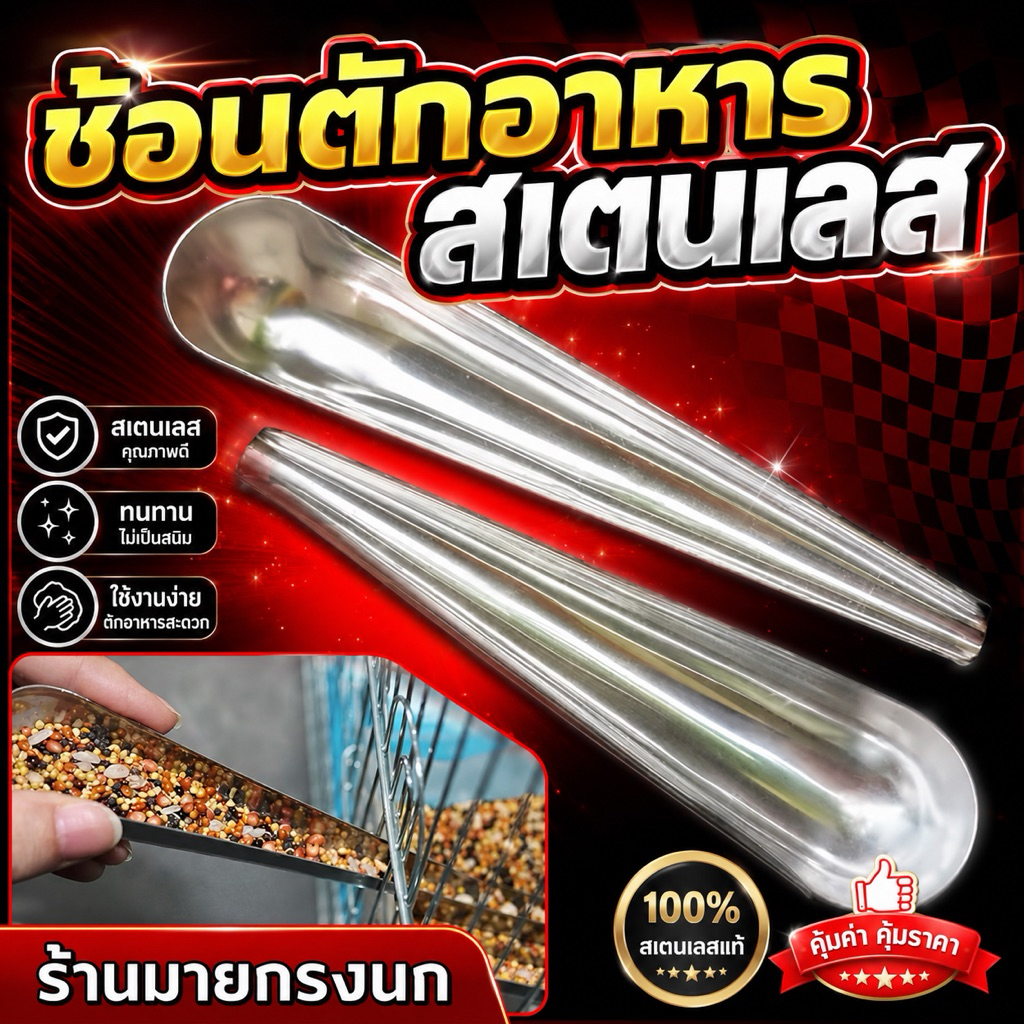 🥄ช้อนตักอาหารนก {แบบสเตนเลส}🥄🩷