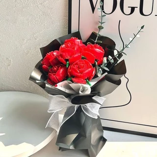 ช่อดอกอิฐ บล็อคตัวต่อ รูปดอกกุหลาบ ขนาดเล็ก DIY โรแมนติก ของเล่น ของขวัญ สําหรับตกแต่งแฟนสาว