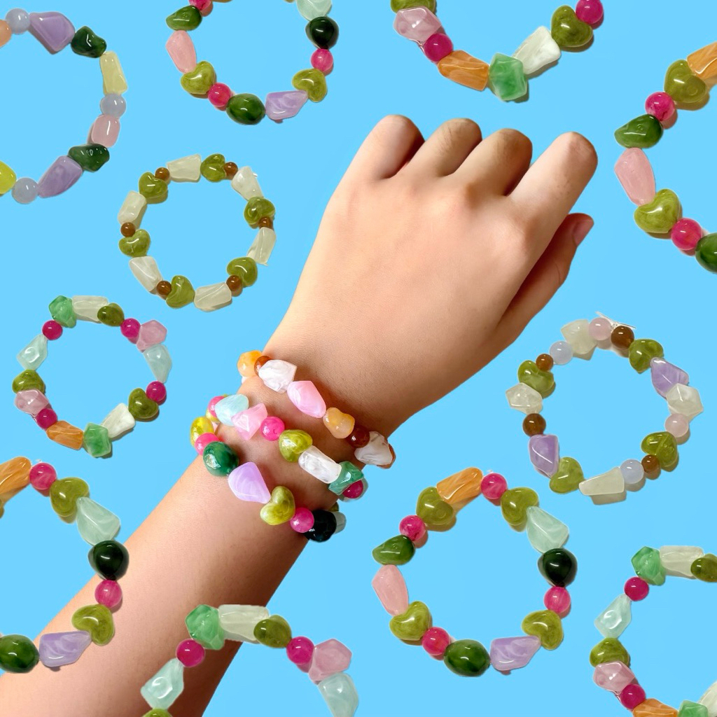 Piing me Bracelet | กำไลข้อมือลูกปัดหินเทียม (เอ็นยืด) 3105202606