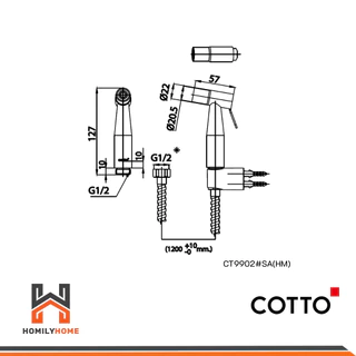 COTTO สายฉีดชำระสแตนเลส รุ่น CT9901#SA(HM) CT9902#SA(HM) CT9914#SA(HM) สายฉีดชำระสีโครเมี่ยม สายชำระ