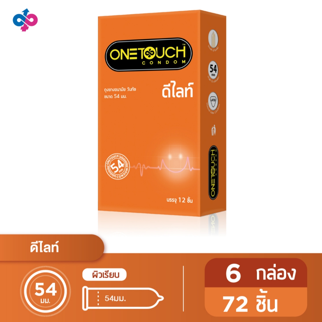 Onetouch ถุงยางอนามัย ขนาด 54 mm. รุ่น ดีไลท์ Family Pack 6 กล่อง 72 ชิ้น