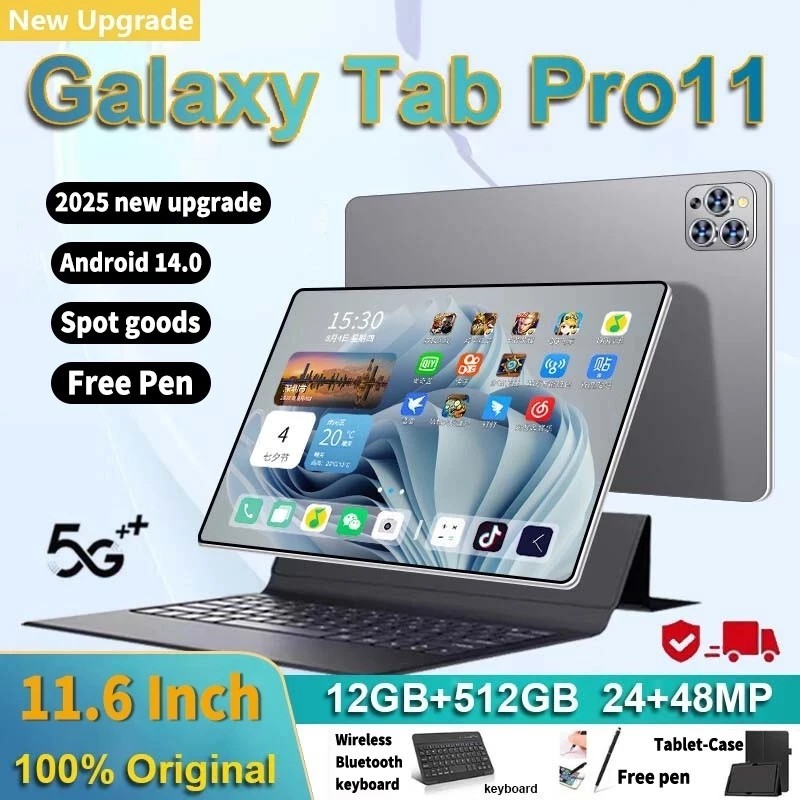 2026 แบรนด์ใหม่แท็บเล็ต Galaxy Pro11 แท็บเล็ต Android 11.6inch 12 + 512GB Dual SIM 5G WIFI Online Class