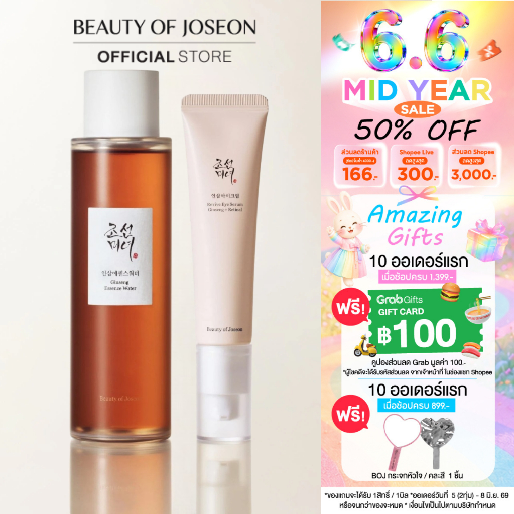 [Set ตำนานผิวอ่อนเยาว์] Beauty of Joseon Revive Eye Serum Ginseng + Retinal 30 ml.+ Ginseng Essence Water 150 ml.