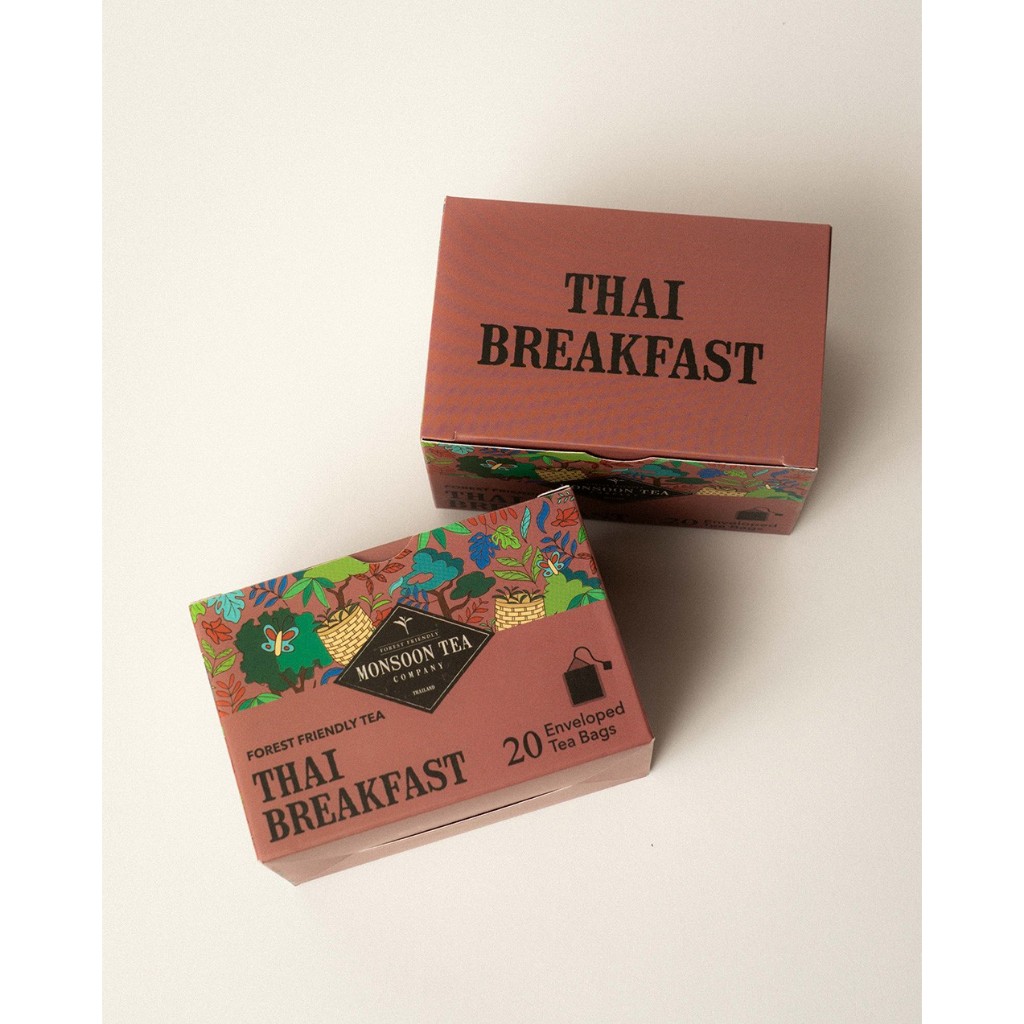 Thai Breakfast Tea Bags ชาดำไทย เบรคฟาสต์ กลิ่นและรสชาติเข้ม หอมกรุ่น ในรูปแบบซองและถุงชา