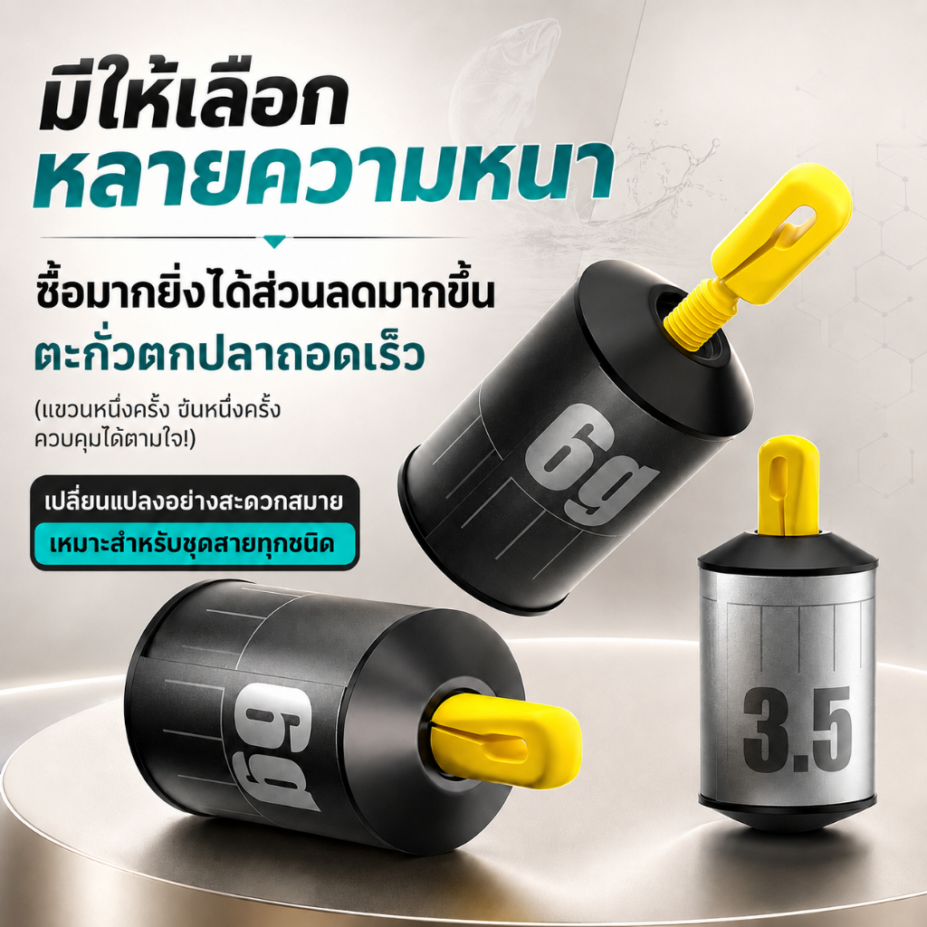 ตะกั่วตกปลา Quick Change ตะกั่ววิ่งตั้งตรง คลิปล็อกสาย เปลี่ยนตะกั่วได้เร็ว สำหรับสายเมนและสายหน้า