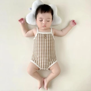BEAR BABY ชุดบอดี้สูทเด็กสายเดี่ยว ลายสก๊อต สวมใส่แล้วไม่อึดอัด ผ้าคุณภาพดี ใส่ง่าย ไซส์59-90