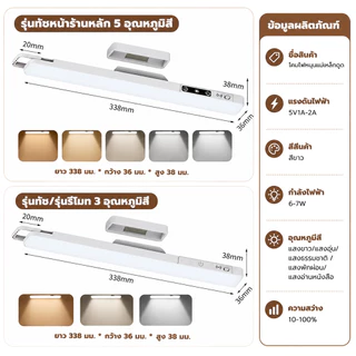 รับประกัน 2 ปี NOVA ไฟหน้ากระจก โคมไฟแม่เหล็ก โคมไฟLED โต๊ะทำงาน สำหรับตู้เสื้อผ้า ยึดด้วยแม่เหล็ก Table lamp