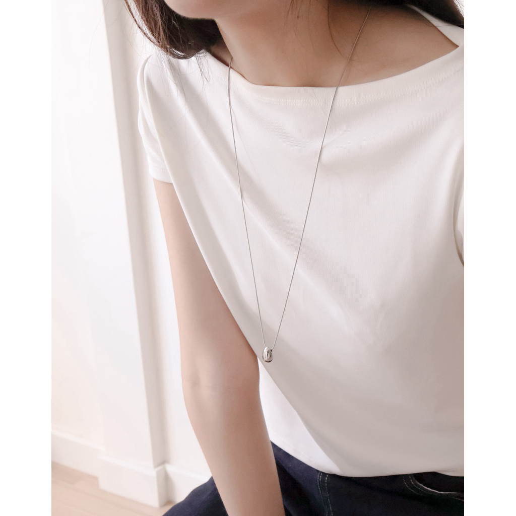 A.piece สร้อยคอยาว [stainless steel] waterproof : Pebble long necklace(1000)