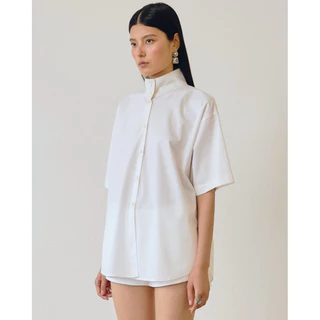 AOP Archive - High-neck Wrap Shirt (มี2สี)