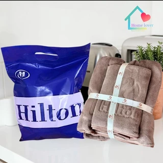 ผ้าขนหนูเกรดโรงแรม Hilton set 2 ชิ้น ขนาด35×75cm.70×140cm. ผ้าเช็ดตัวนาโน ผ้าเช็ดตัวผืนใหญ่ ผ้าขนนุ่ม ซับน้ำดีเยี่ยม