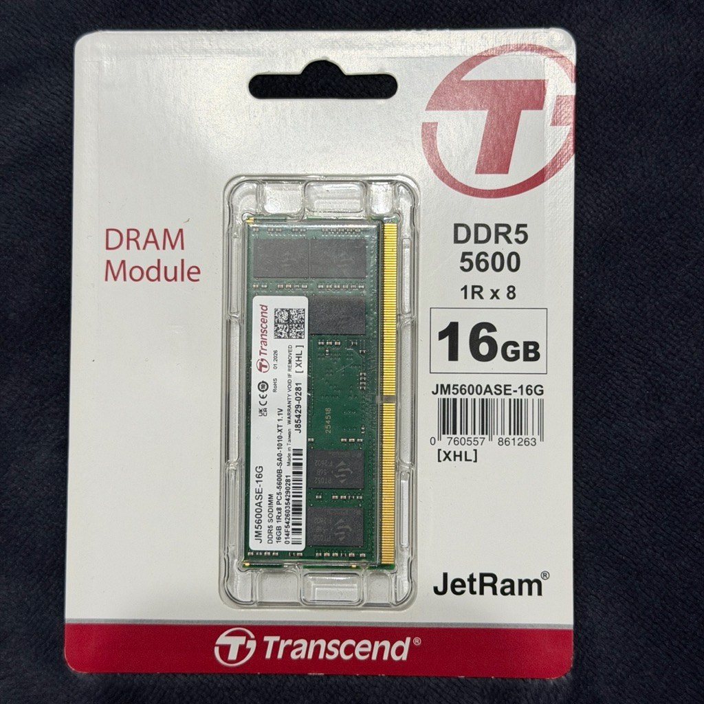RAM Notebook 16GB (16GB*1) DDR5 5600Mhz Transcend RAM-Memory DDR5-5600 SO-DIMM 16GB  (หน่วยความจำโน๊