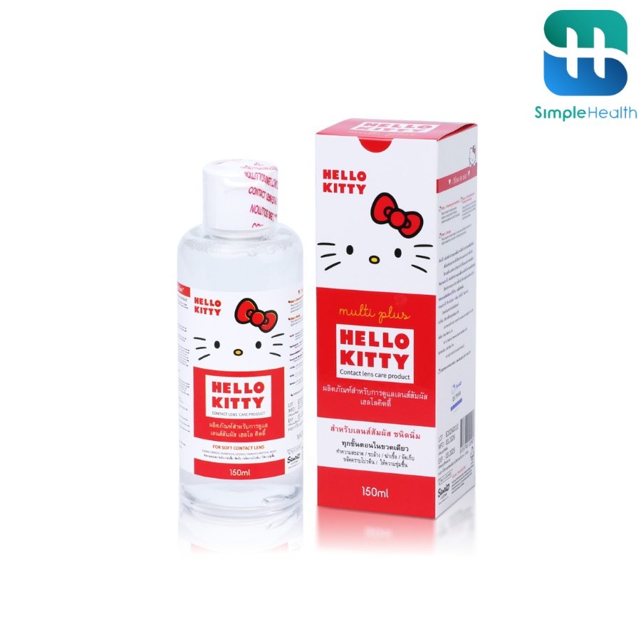 Simple Health น้ำยาทำความสะอาดคอนแทค Contact lens solution 60ml 150ml 355ml เติมความชุ่มชื้น ลายคิตตี้ พกพาง่าย