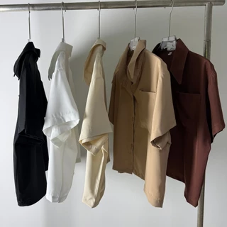 S23: เสื้อเชิ้ตแขนสั้น ทรงครอปผู้หญิง Baby tee สีพื้น สไตล์เกาหลี ผ้าใส่สบายไม่ร้อน