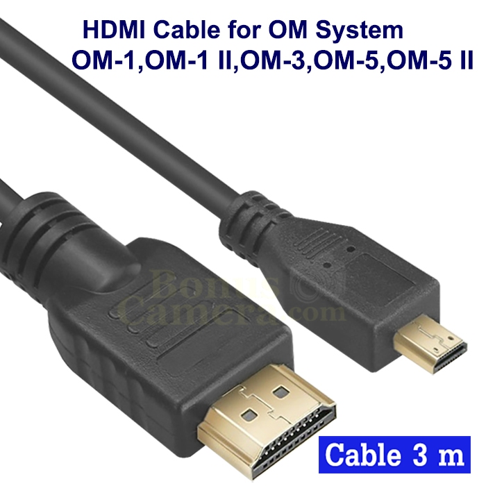 สาย HDMI ยาว 3m ต่อกล้อง OM System OM-1,OM-1 II,OM-3,OM-5,OM-5 II เข้า HD TV,Monitor cable