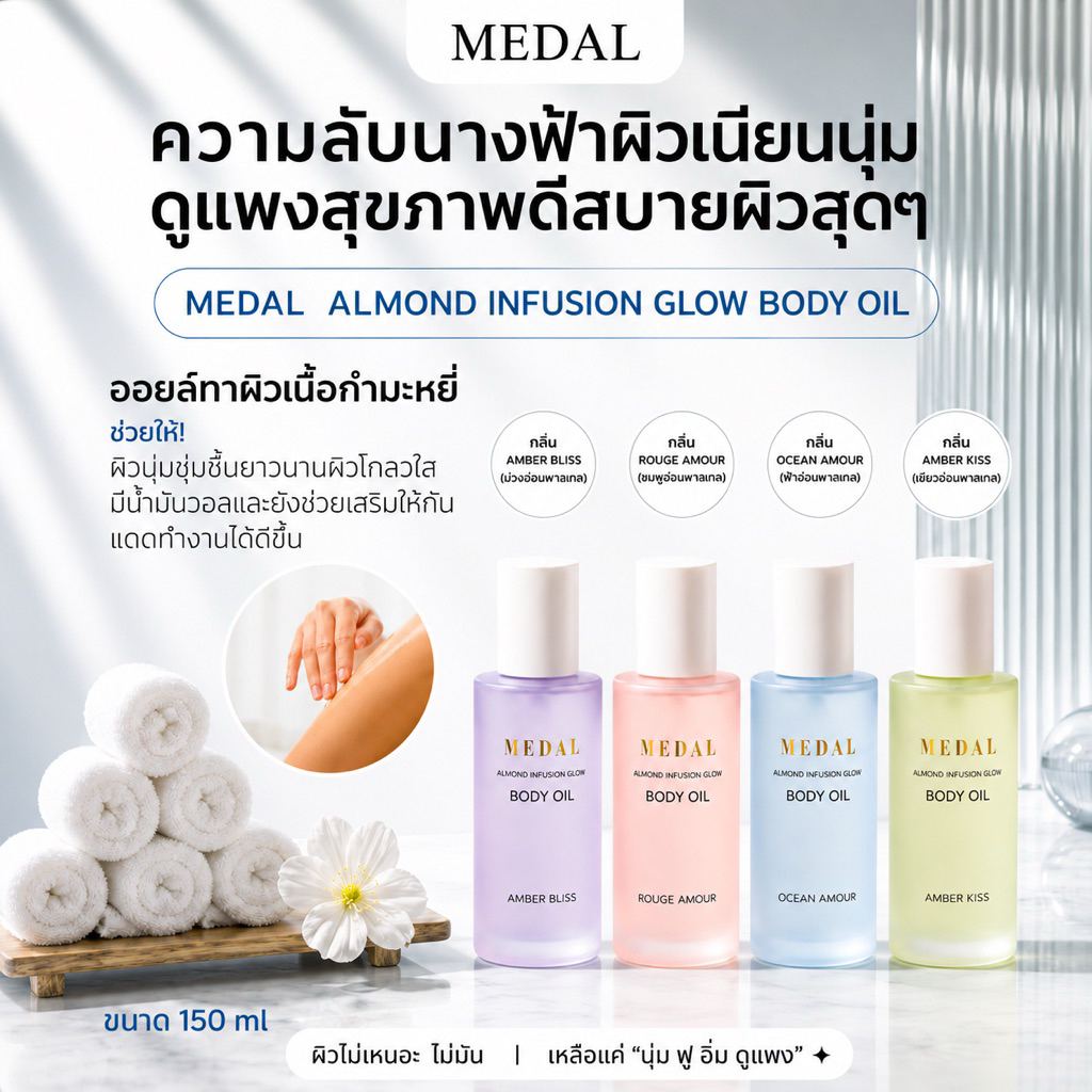 MEDAL ออยล์ทาผิวเนื้อกำมะหยี่ ของแท้💯