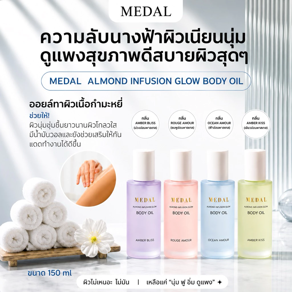MEDAL ออยล์ทาผิวเนื้อกำมะหยี่ ของแท้💯