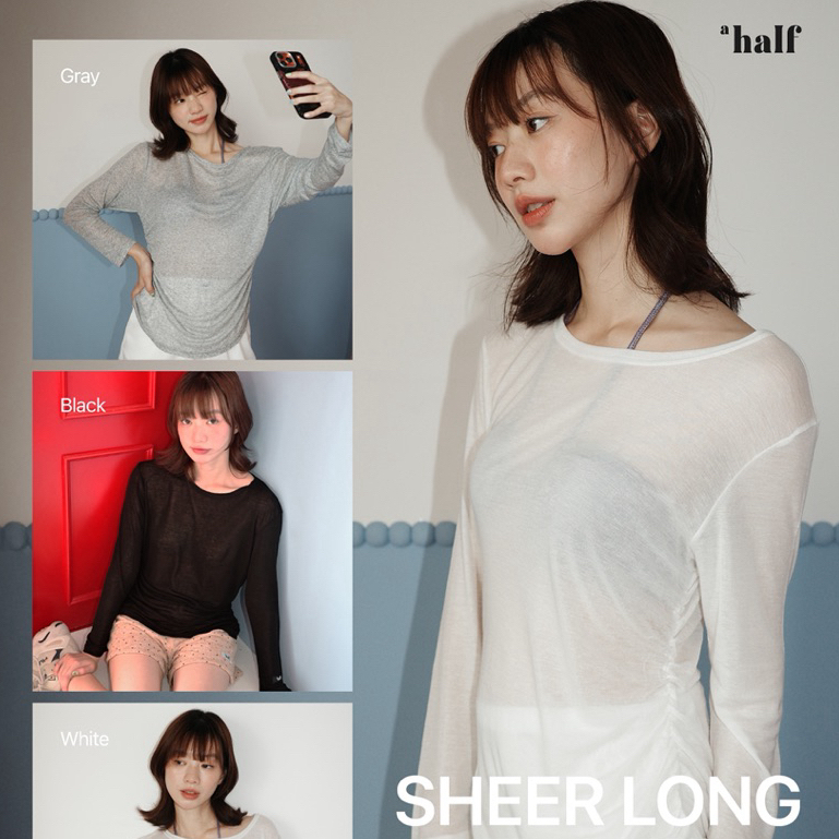 Ahalf - Sheer long sleeve top เสื้อแขนยาวผ้าซีทู