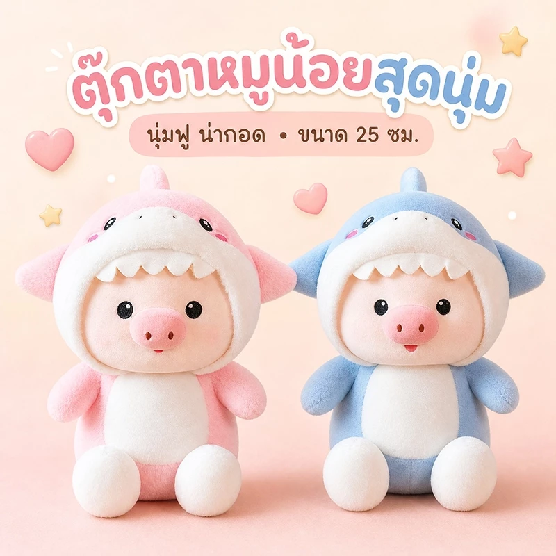 【COD】ตุ๊กตาหมู หมอนตุ๊กตานุ่ม ของขวัญวันเกิด ของเล่นสําหรับเด็ก 30 ซม หมูน่ารัก ของเล่นตุ๊กตา มีหมวก