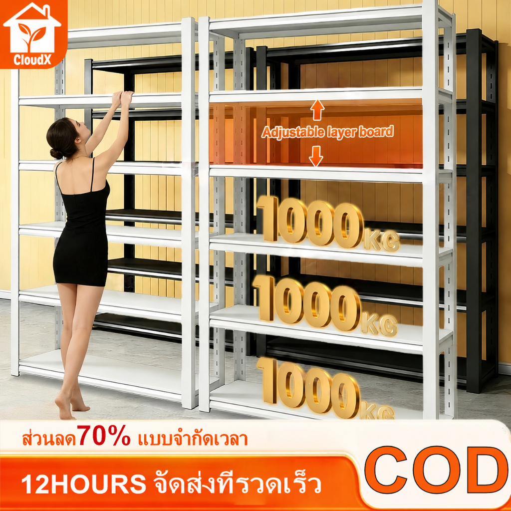 ชั้นวางของ ชั้นวางของชั้นเหล็ก 6/5/4/3ชั้น สามารถรับน้ำหนักได้ 1000 กิโลกรัม ามารถปรับความสูงได้ อย่างอิสระ