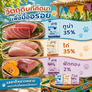 Plendy อาหารเปียกแมว 3 ซอง 60g อาหารแมวเปียกพรีเมียม เนื้อสัตว์35% กลูเตนฟรี ทูน่า ไก่ ขนมแมว แมวกินยาก
