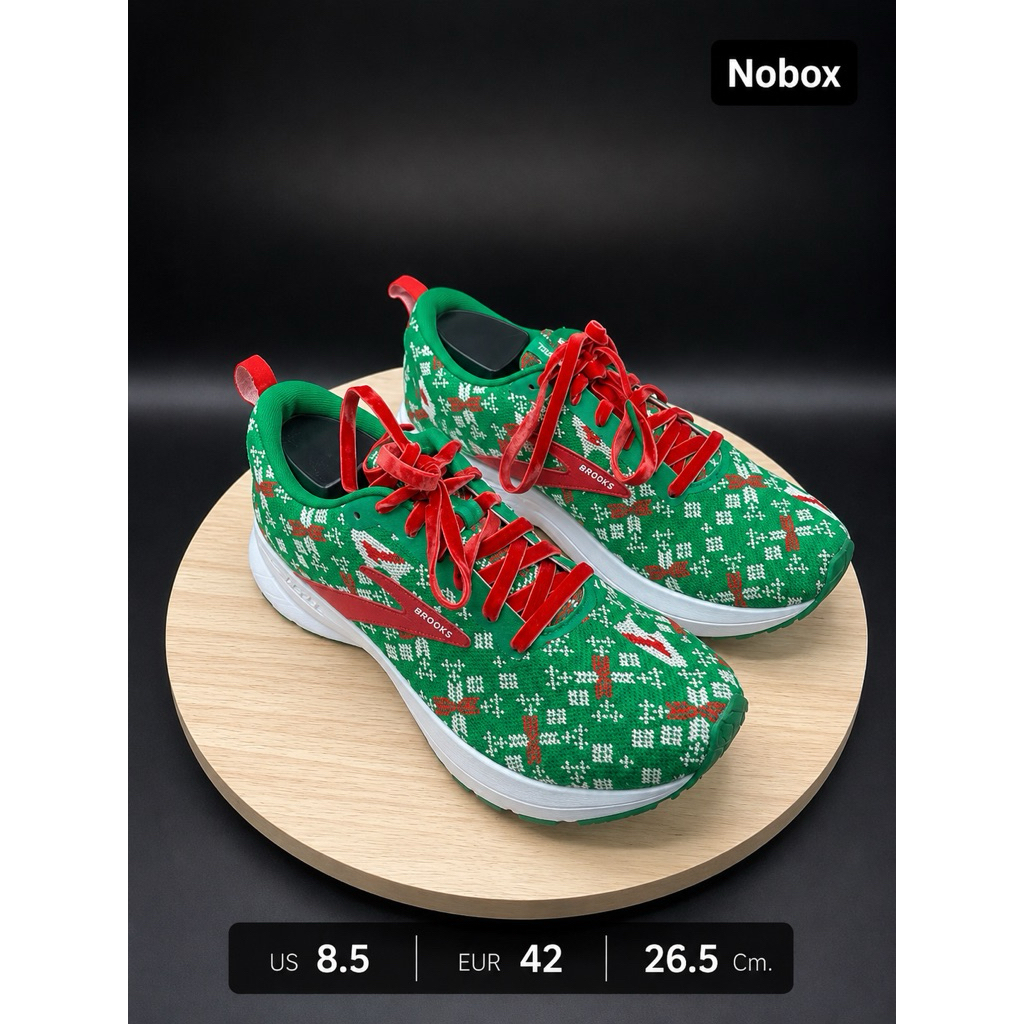 [พร้อมส่ง ไม่แท้ยินดีคืนเงิน] รองเท้ามือสอง Brooks รุ่น Revel 4 สีเขียว Merry สภาพใหม่ US8.5 | EUR 4