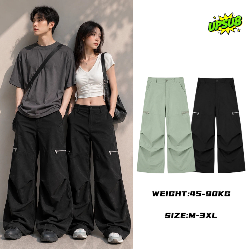 🔅UPSU8🔅 กางเกงลำลองสำหรับผู้ชาย ออกแบบสวย สไตล์วินเทจ สวมใส่สบาย ใส่ได้ทั้งชายหญิง กางเกงคาร์โก้ สตรีทแฟชั่น