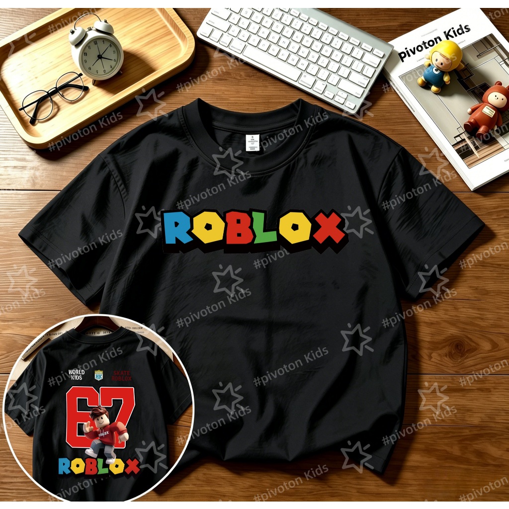 (จัดส่งตลอด 24 ชั่วโมง)เสื้อเด็ก Roblox พิมพ์ 67 สไตล์สตรีท แห้งเร็ว ไม่ย้วย เหมาะเล่นเกม/ไปโรงเรียน