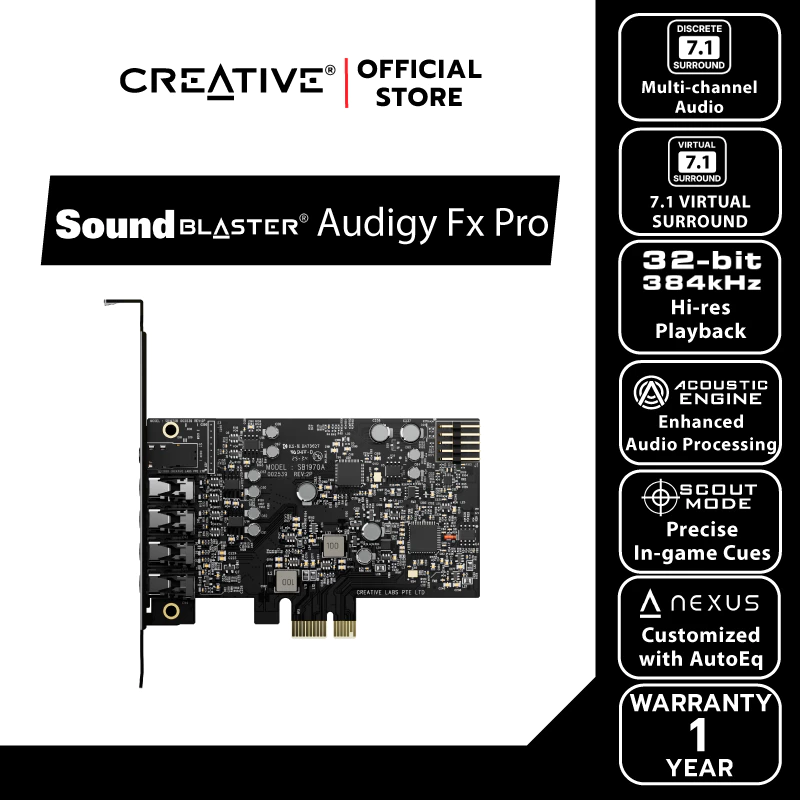 CREATIVE SOUND BLASTER INTERNAL AUDIGY FX PRO การ์ดเสียงภายใน (Internal Sound Card) แบบ PCIe สำหรับคอมพิวเตอร์เดสก์ท็อป