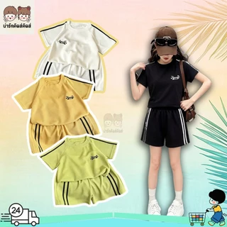 ชุดออกกำลังกายเด็ก ชุดเสื้อแขนสั้นเด็ก ลายอักษร เนื้อผ้านุ่ม สไตล์ออกกำลังกาย