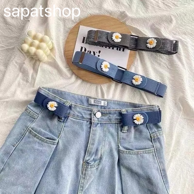 (พร้อมส่งจากไทย) เข็มขัดขี้เกียจ Lazy Beltลายดอกเดซี่ เข็มขัดยางยืดไร้หัว ไม่รัดพุง เข็มขัดแฟชั่นผู้หญิง สำหรับกางเกงยีน
