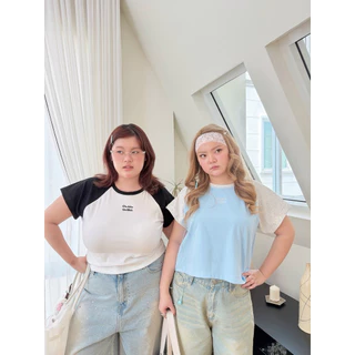 Chubbygirlbkk- To-tone chubby crop เสื้อครอปสาวอวบ สีทูโทน แมชง่าย ผ้ายูนิ ใส่สบาย เก็บทรงดี