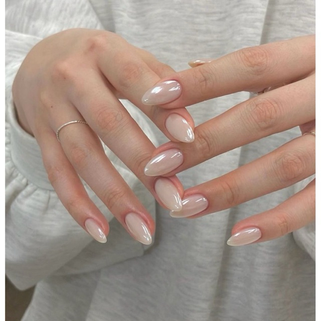 NAIL PP. I Milky Nude Aurora Glow | เล็บเจลขาวนมขัดผงละมุน ลุคคุณหนูติดเเกรม ขึ้นกล้อง เปลี่ยนทรงได้ เเถมฟรีอะไหล่ติด