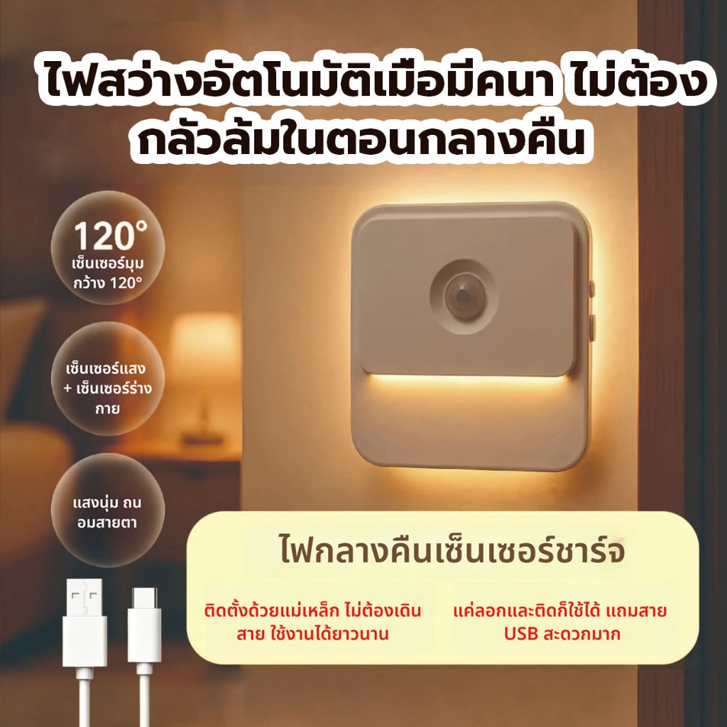โคมไฟติดผนัง Led เซนเซอร์จับการเคลื่อนไหว ตัวยึดแม่เหล็ก ชาร์จ ยูเอสบี สําหรับทางเดินห้องนอนตู้เสื้อผ้าไฟข้างเตียง
