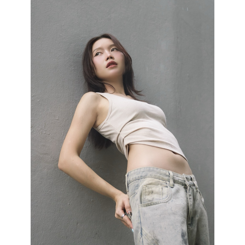 ROMP - Peek a lace เสื้อกล้ามซ่อนดีเทลลูกไม้ จับจีบข้างเอวพลางหุ่นสับ