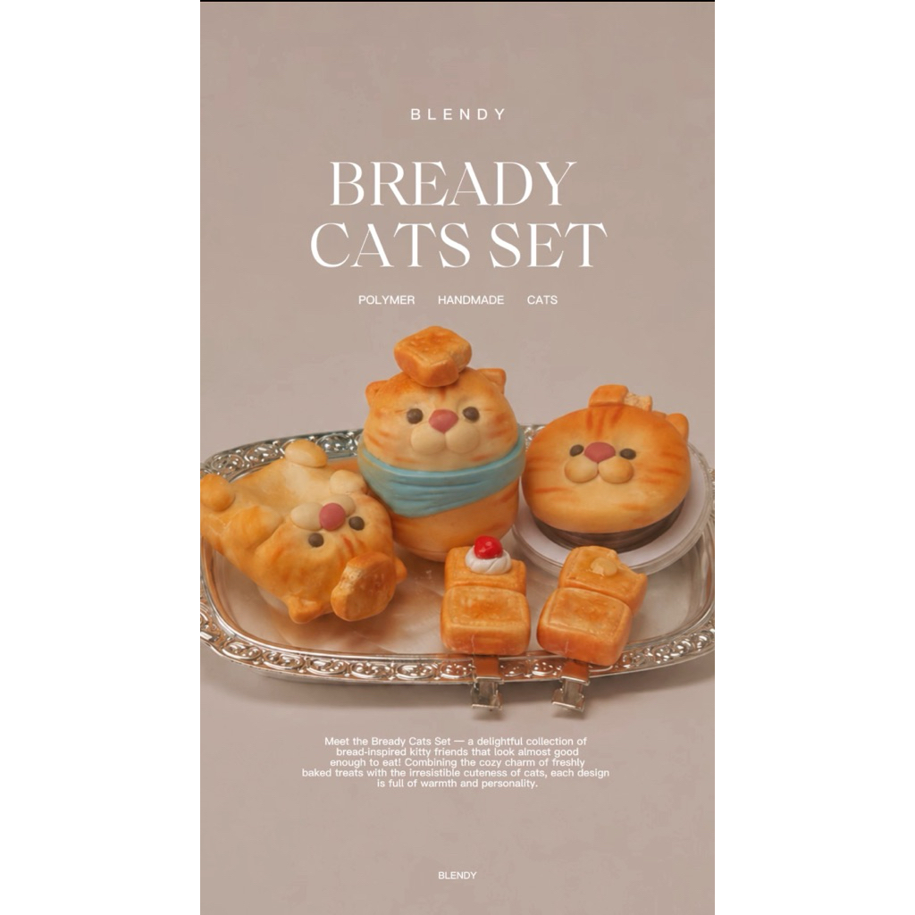 Bready Cats Set : แมว Worrystone,Model,HairClip,Griptok มารับน้องแมวขนมปังไปอยู่ด้วยน้า