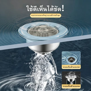 ตัวปิดรูระบายน้ำซิงค์ครัวแบบกดเด้ง วัสดุสแตนเลสเกรด201 ตะแกรงถอดล้างง่าย ป้องกันแมลงขึ้นท่อ เข้ากับอ่างล้างจานขนาดมาตรฐา