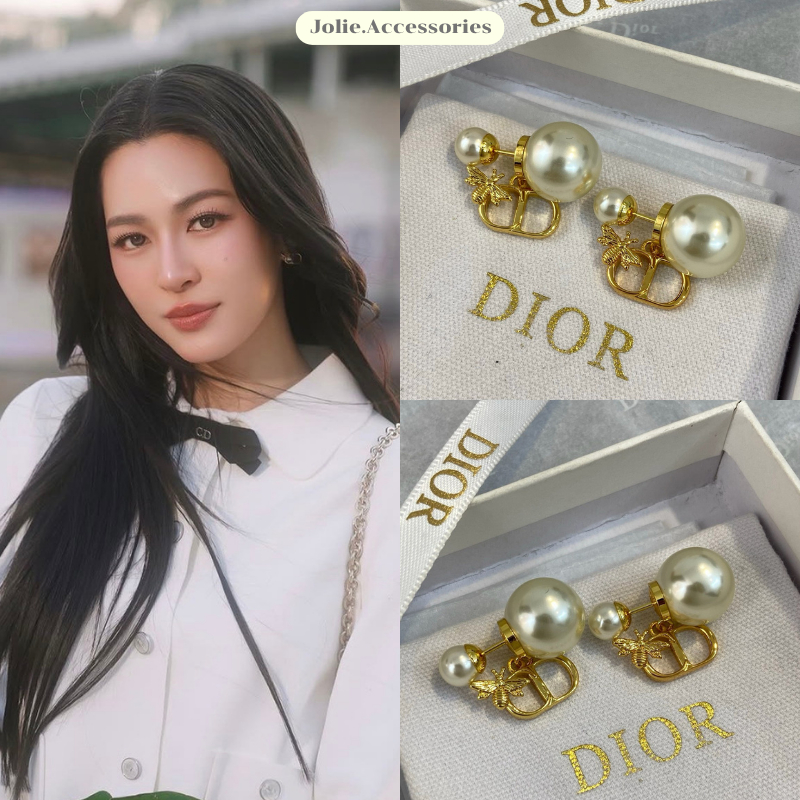 (D244) ต่างหู D  มาใหม่ชนshop งานสวย ลัคชูสุดๆ มีปั๊มตัวแบรนด์ ♡