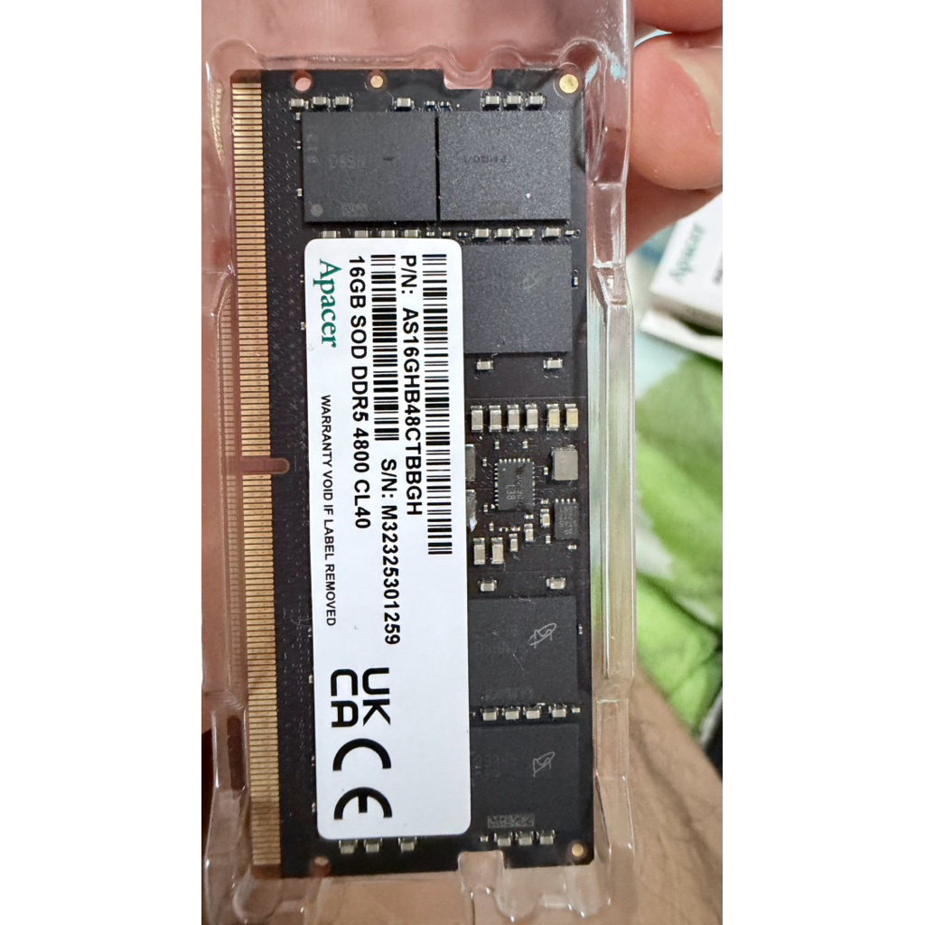 แรม Apacer DDR5 16gb bus 4800 แบบแถวเดียวสำหรับ Notebook