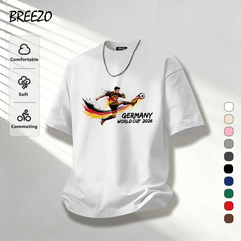 เสื้อยืดผู้ชาย ผ้าฝ้ายแท้ ใส่สบาย นุ่ม GERMANY World Cup 2026 พิมพ์อินเทรนด์ที่เรียบง่าย เย็น แฟชั่น สไตล์เกาหลี