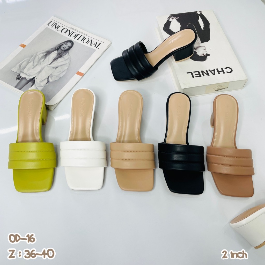 NIWA SHOES รองเท้าส้นสูง ส้นหนา 2 นิ้ว ดีไซน์ สวย เก็บหน้าเท้าดี น้ำหนักเบา รหัสสินค้า OD-16