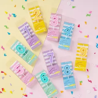 50 ชิ้น/แพ็ค เทียนวันเกิด Happy Birthday สีพาสเทล คละสี เทียนตัวเลข 0-9 สำหรับปักเค้ก