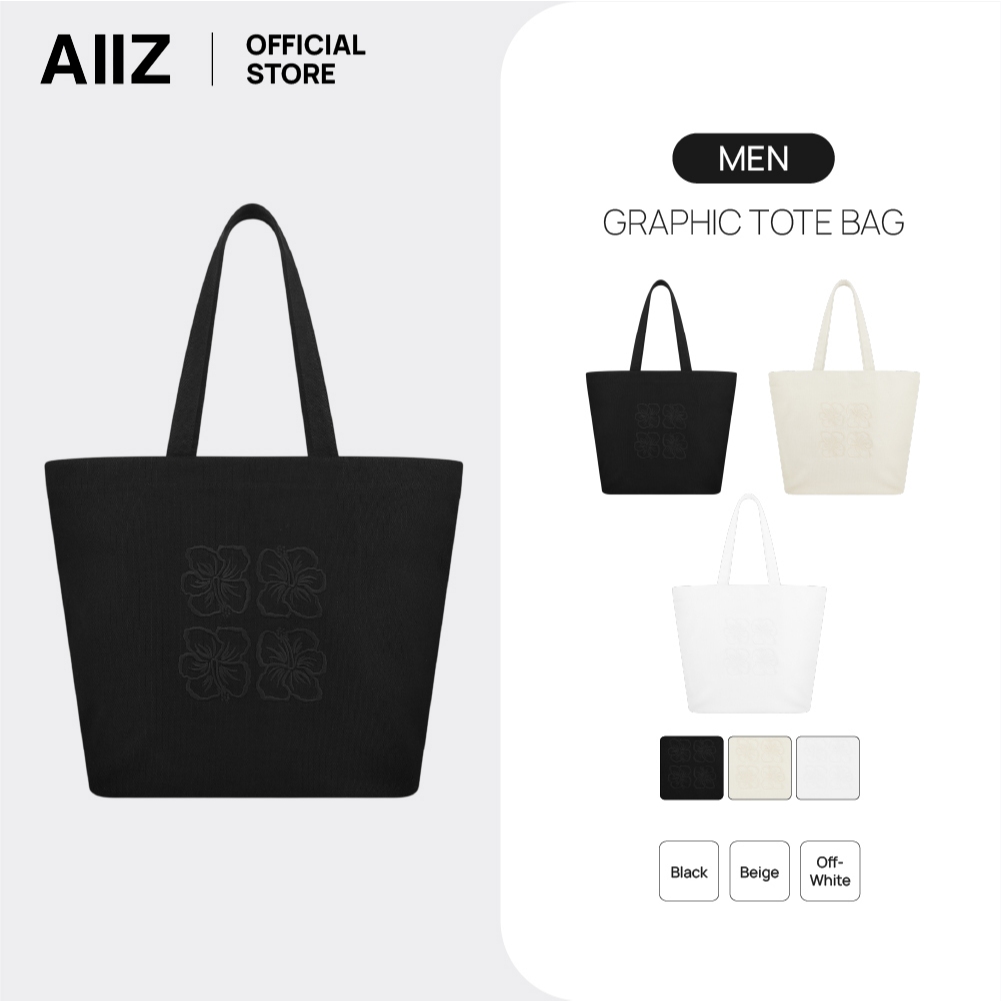 AIIZ (เอ ทู แซด) - AIIZ กระเป๋าผ้า ลายกราฟิก AIIZ Graphic Tote Bag