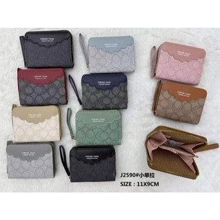 0647#กระเป๋าสตางค์ผู้หญิงใบสั้น ราคาถูก25฿ ใส่แบงค์ใส่เหรียญ ช่องชิป1ช่อง หนังPU